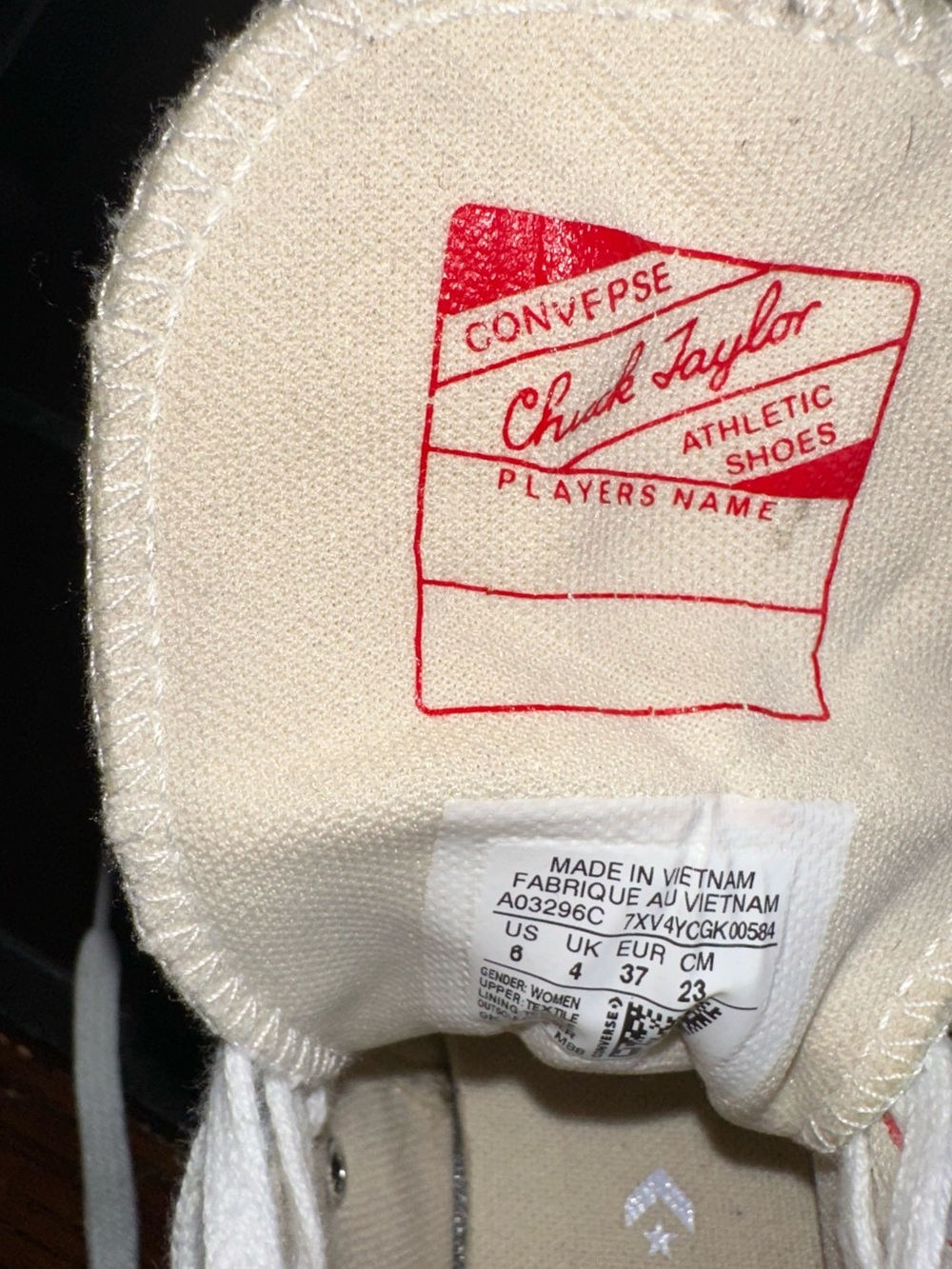 Converse Canvas Sneaker in White with Red Logo